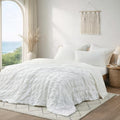King Size Cooling Comforter with Seersucker Plaid Fabric - Lightweight Summer Bedding, Breathable Silk Feel