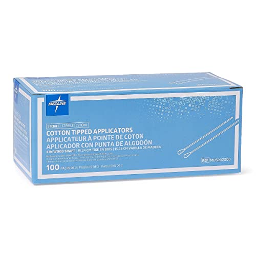 Medline Sterile Cotton-Tipped Wood Applicator, 6", Ideal for Applying Medication, Cleaning SKin, Arts & Crafts and more (Pack of 2000)