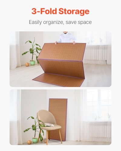 Japanese Tatami Mat Full XL 55x80 Inches - Foldable, Non-Slip Rattan Mattress for Yoga & Meditation