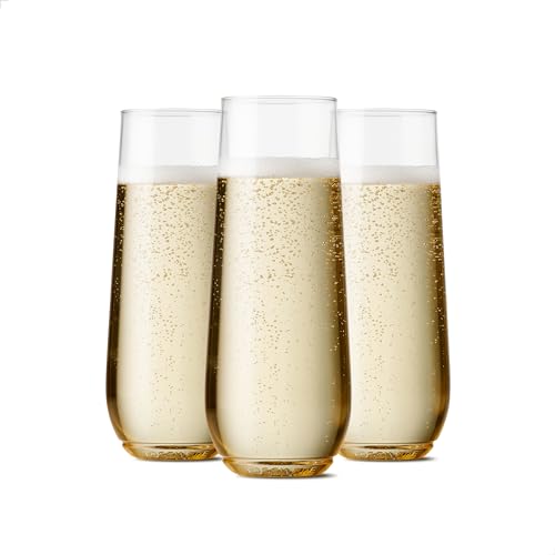 Clear 9oz Recyclable Plastic Champagne Flutes - Pack of 48