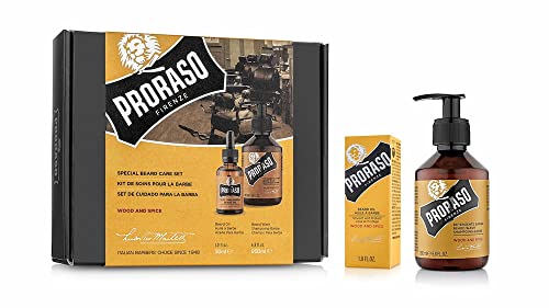 Men's Beard Care Kit with Beard Wash & Oil - Wood & Spice Scent