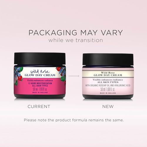 Neal's Yard Wild Rose Glow Day Cream, Hydrating & Revitalizing with Hyaluronic Acid, Moisturizes, Smooths & Plumps, 50 mL