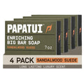 Papatui Sandalwood Suede Men’s Bar Soap - 7oz Pack of 4, Nourishing & Vegan