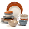 Sango Siterra Rustic Mix 16-Piece Stoneware Dinnerware Set for 4 - Chip-Resistant, Food Safe