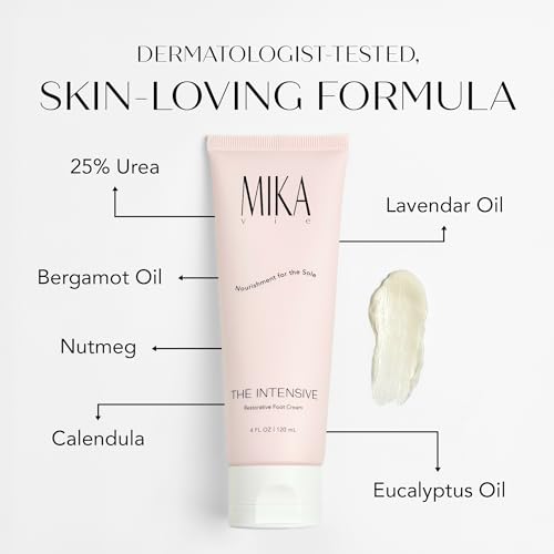 Foot Cream for Dry Cracked Heels and Feet - 4fl oz Urea Foot Cream for Women W/Vitamin E, Shea & Cocoa Butter - Naturally Scented Cracked Heel Treatment & Moisturizer - Non-Greasy
