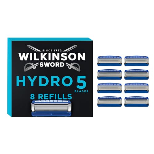 Wilkinson Sword Hydro 5 Skin Protection Razor Blades, Pack of 8 - Men’s Shaving