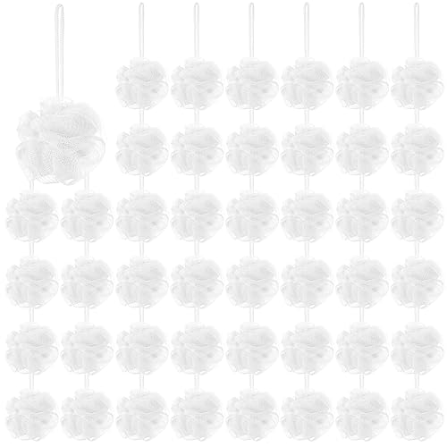 50 Pcs White Loofah Sponges for Shower - Exfoliating Bath Scrubbers