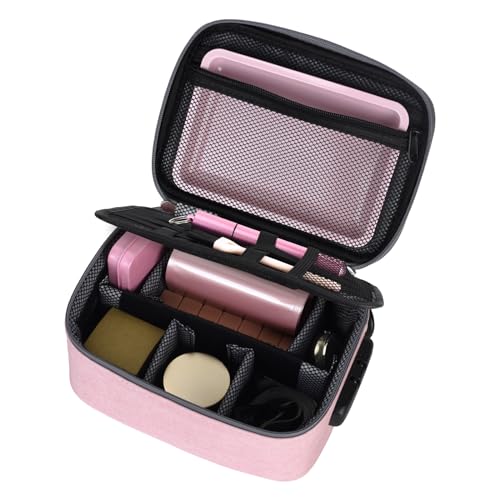PODAHO Solid Travel Carrier Case with 10 Accessories, Multi-Use On-The-Go Organizers Box Case with Combination Lock, Portable Containers Pouch, Great Gift for Women, (Pink Set)