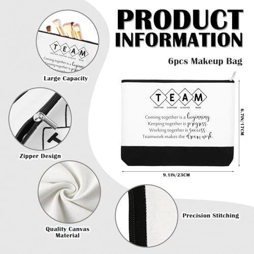 Cunno 12 Pcs Team Appreciation Tote Bag Women Employee Gift Team Together Canvas Makeup Bags for Worker Staff Coworker Nurse Teacher