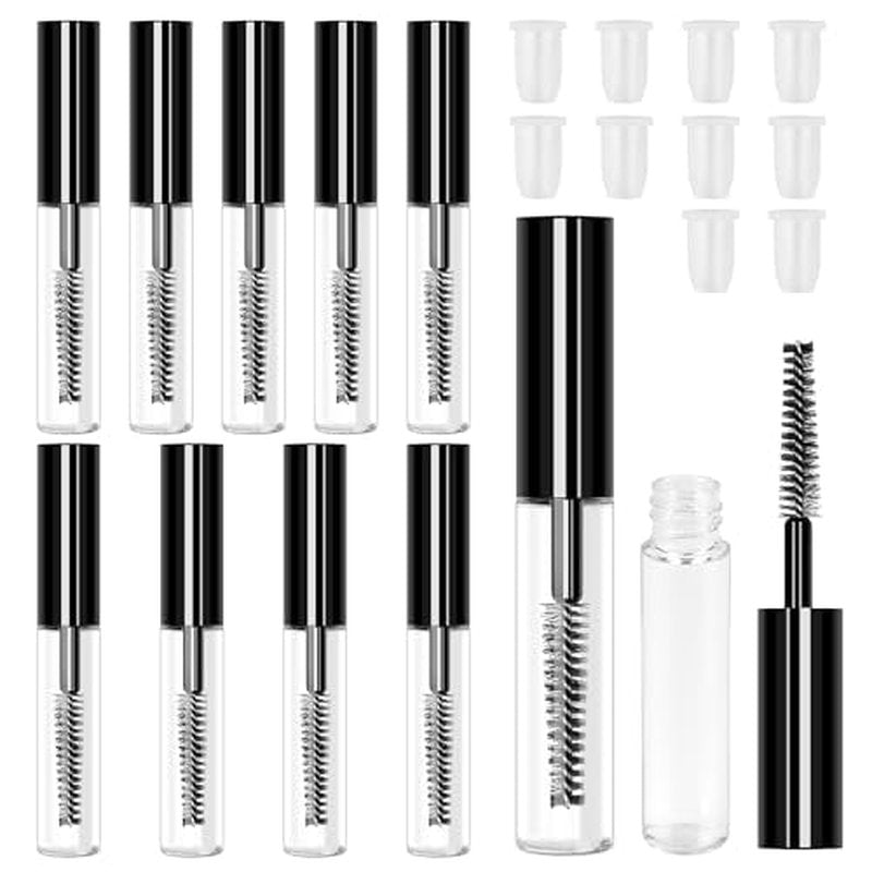 Adecco LLC AHIER 10 pcs 4ML Reusable Empty Bottle Tube Container for Eyelash Growth Oil/Mascara with Brush for Home and Travel (10p)¡¦