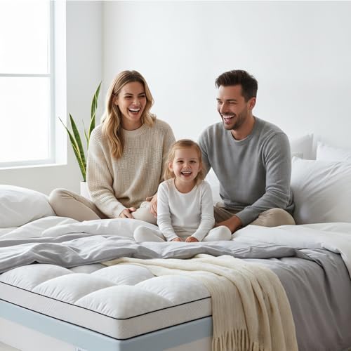 King Size Dual Layer Memory Foam Mattress Topper - Gel & Pillow Top, Thick Support