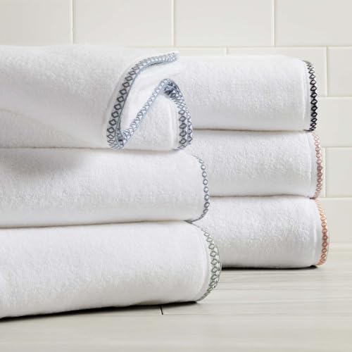 Great Bay Home Black/White Washcloth Set - Ultra-Soft Cotton, Boho-Chic Border Design - 12 Washcloths (13" x 13") - Absorbent, Quick-Dry, Lightweight Bathroom Towels
