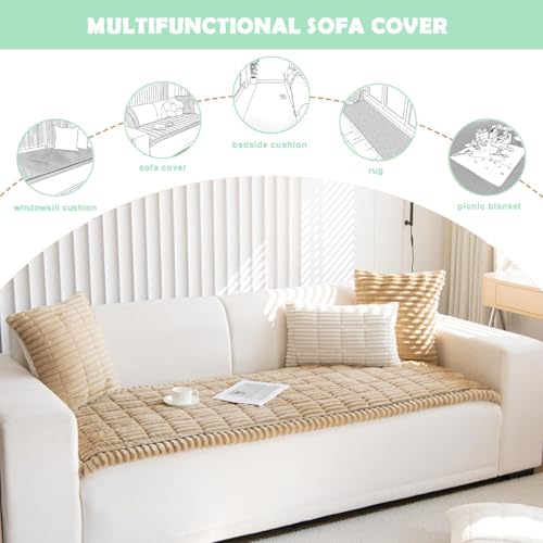 ZQFFB Washable Non-Slip Pet Sofa Cover for Dogs, Coffee, 27.6x82.7 inches