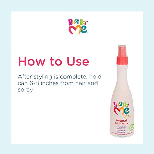 Just for Me Natural Hair Milk Detangler - Detangles & Helps Prevent Breakage, For All Hair Textures, Contains Coconut Milk, Shea Butter & Sunflower Oil, Restores Moisture, Flexibility, Shine, 10 oz