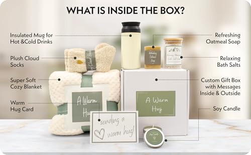 Self-Care Gift Box for Women - Cozy Blanket, Candle, Spa Essentials, Thoughtful Present