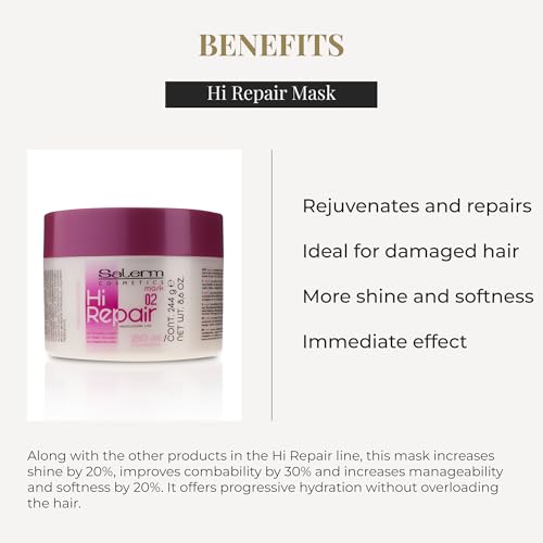 SALERM - Repairing Hair Mask - Hi Repair Mask 02-250 ml - Deep Hydration for Damaged Hair - Repairs and Rejuvenates - Shinier and Softer Hair - Immediate Effect