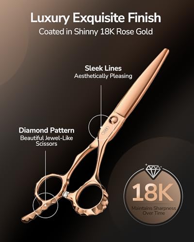 ULG Professional Hair Cutting Scissors with Luxury 18K Rose Gold