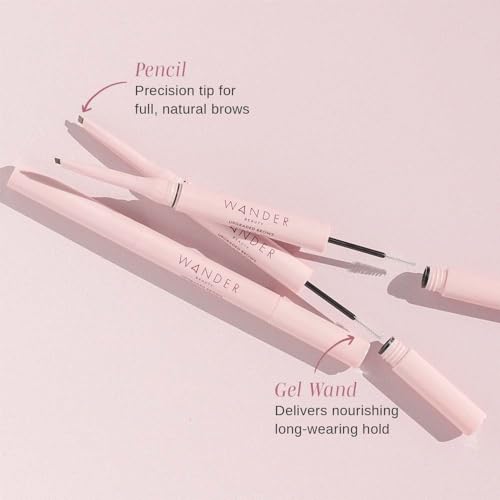 Wander Beauty Upgraded Brow Pencil & Gel Duo - Taupe - 2-in-1 Brow Makeup with Castor Oil, Peptides, Panthenol - Dual-Sided Filler, Definer & Lifter for Fuller Brows - 0.05 fl oz