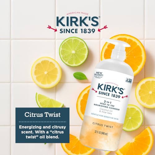 Kirk's Citrus Twist 3-in-1 Nourishing Cleanser & Travel Bar Soap - Pack of 2, 32 Fl Oz