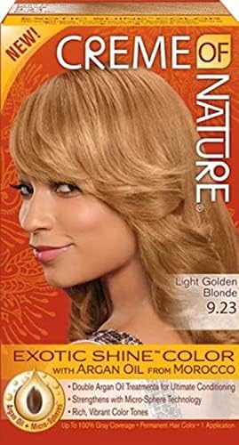 Creme of Nature Exotic Shine Hair Color 9.23 Light Golden Blonde with Argan Oil - Pack of 2