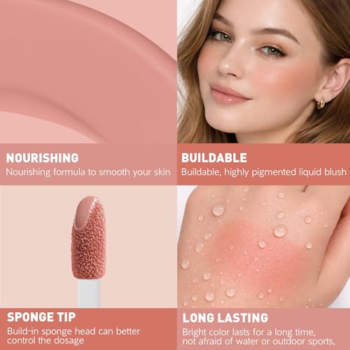 FV Liquid Blush, Long Lasting Buildable Cream Cheek Tint with High-Pigment Color, Weightless Blendable Formula for Natural Dewy Finish (Honey)