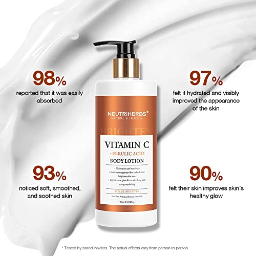 Vitamin C & Ferulic Acid Body Lotion for Dry Skin - 400ml Nourishing Moisturizer