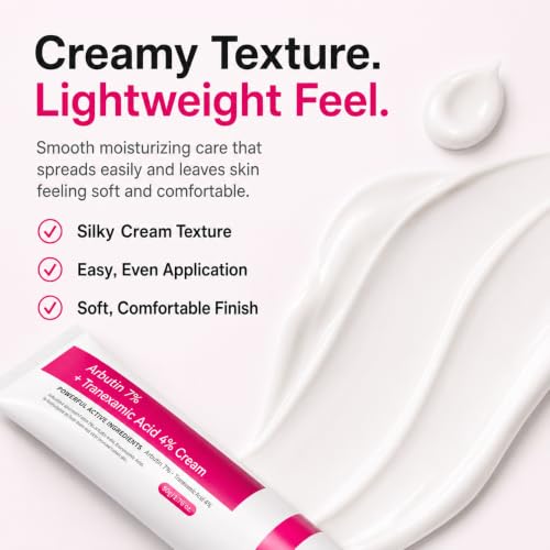 Arbutin 7% + Tranexamic Acid 4% Face Cream - Hydrating Skin Tone & Dark Spot Corrector - Pack of 2, 1.76 Ounce