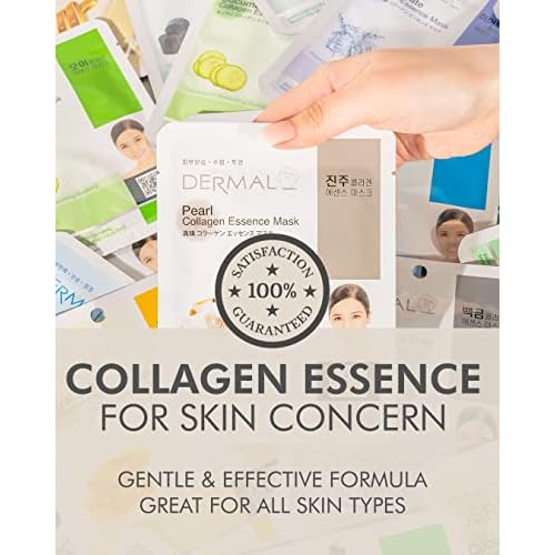 DERMAL 16 Combo Pack A Collagen Essence Full Face Facial Mask Sheet + Moistfull Silky Foot Socks & Hand Gloves Mask Combo 6 Pack