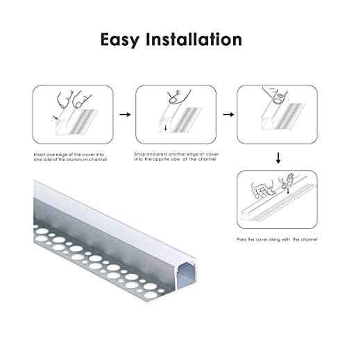 Besseto Plaster LED Channel Kit 6 Pack 6.6ft Trimless Recessed Wall & Ceiling Lighting