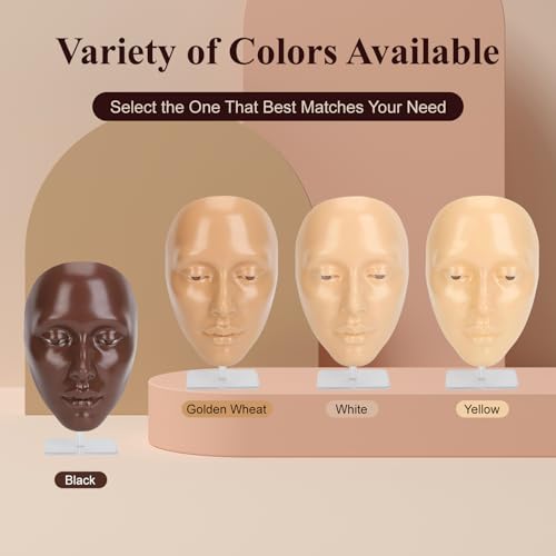 CHADWICK 5D makeup Practice Face Board, Silicone Makeup Mannequin Face, Reusable Beginner Practice Eye Makeup Face for Makeup Artist, Girl's Gift Or Professionals (Black)