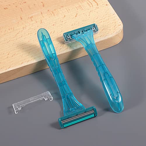 Blue Disposable Razors Bulk Pack - Individually Wrapped Twin Steel Blades for Travel & Hotel
