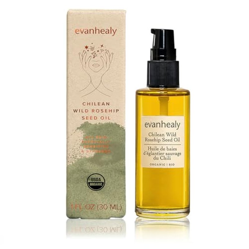 evanhealy Chilean Wild Rosehip Seed Oil | 100% Pure Wild-Harvested Certified Organic Rosehip Oil | Lightweight Facial Oil Dry Oil | Beautify & Rejuvenate All Skin