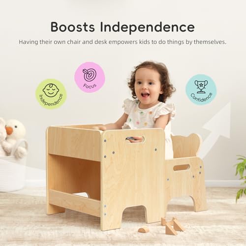 Montessori Toddler Weaning Table and Chair Set - Wooden Kids Activity Furniture
