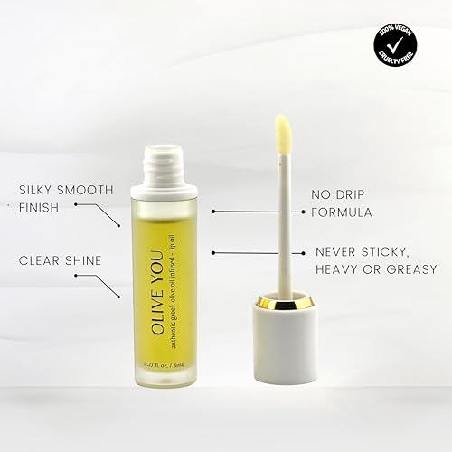 Hydrating Lip Oil with Olive Oil & Squalane - Non-Sticky, Nourishing Gloss