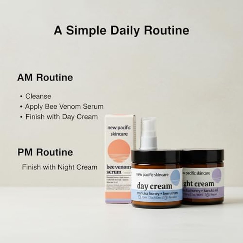 Bee Venom & Manuka Honey 45+ MGO Serum with Retinol - Firming, Anti-Wrinkle Face Serum with Hyaluronic Acid & Vitamin C, 1oz - New Pacific Skincare