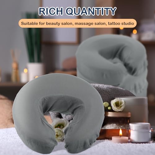 Macarrie 24 Pcs Face Cradle Covers for Massage Table Microfiber Reusable Soft Thicker Massage Table Headrest Covers Bulk Oil Proof Cradle Head Rest Sheets for Spa Beauty Salons(Gray)