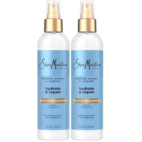 SheaMoisture Multi-Action Leave-In Conditioner Manuka Honey And Yogurt For Damaged Hair Sulfate Free Conditioner Spray 8 Oz,(Pack of 2)