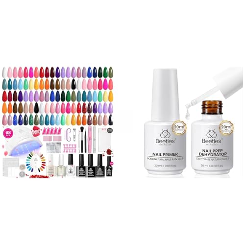 Beetles Gel Nail Polish Kit with U V Light & 20ml Nail Dehydrator and Primer