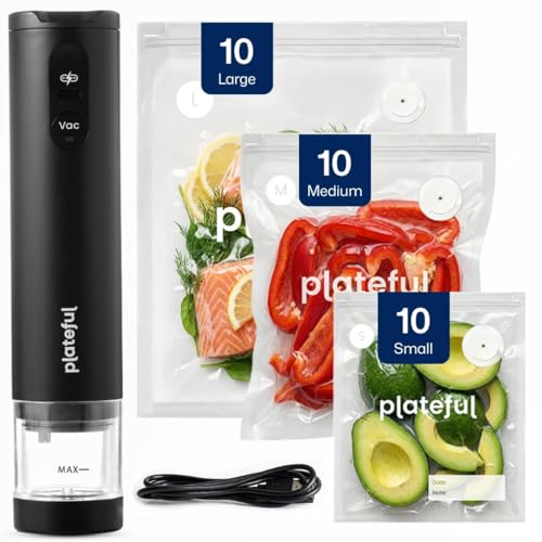Vacuum Sealer for Food with 30 Bags - Cordless Handheld Food Saver - Keeps Food Fresh 5X Longer