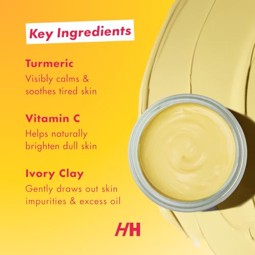 Handmade Heroes Vitamin C Turmeric Clay Mask ? Facial Treatment Mask for Brightening Dark Spots, Detoxifying & Radiance ? Deep Pore Cleansing for Dull, Uneven Skin