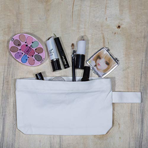 Organic Cotton Canvas Zipper Pouch - Heavy Duty Canvas Tool Pouch - Sturdy Canvas Coin Bag - White Makeup, Cosmetic, Toiletries, Stationery, Pencils, Travel, Fabric Zipper Bag (4 White)