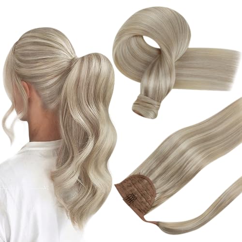 Hetto Ash Blonde Pony Tails Hair Extensions 12 Inch 70g - Golden Blonde Highlights - Variation #18/613