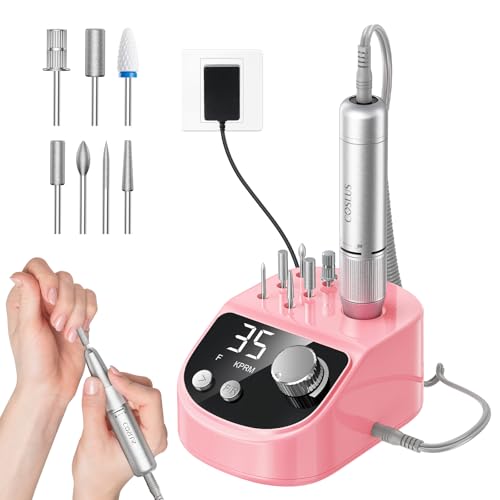 COSLUS E50 Professional Electric Nail Drill: Upgraded Steady Power with LED Display for Acrylics, Gel, Natural Nails - Easy to Use for Women, Nail Art Practice, Desktop Nail File at Home DIY or Salon
