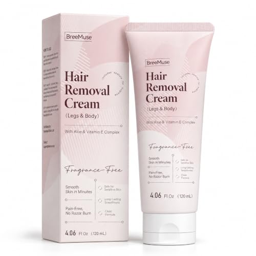 BreeMuse Painless Hair Removal Cream for Women - Fast 5-10 Min Body Depilatory for Sensitive Skin