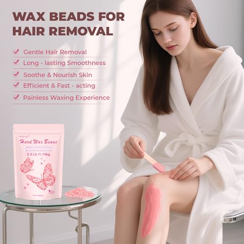 Hard Wax Beads for Hair Removal 2.5lb - Suitable for Bikini, Face, Body, Sensitive Skin - Rose Variation