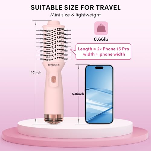 Automatic Dual Voltage Travel Hair Dryer Brush Compact Mini Hot Air
