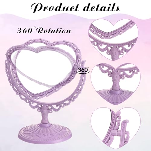 Lineshading 8-Piece Pink Heart Makeup Mirrors Set with Detachable Base
