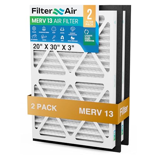 20 x 30 x 3 MERV 13 Pleated Air Filter with Black Gasket - 2 Pack, Compatible with Zephyr VGF Series