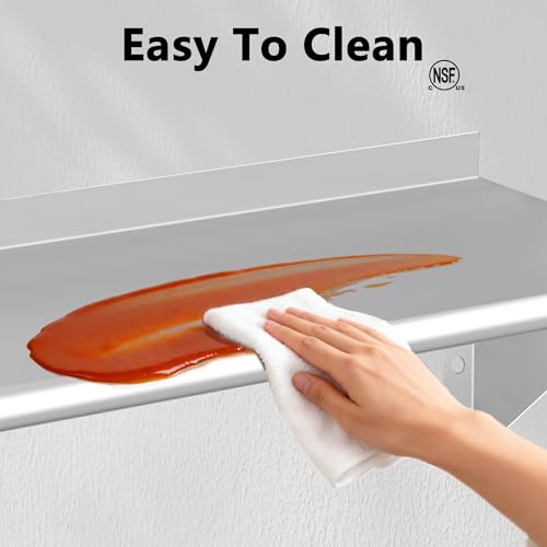 12 x 36 Inch Stainless Steel Wall Shelf 2 Pack - Heavy Duty 180LB Capacity