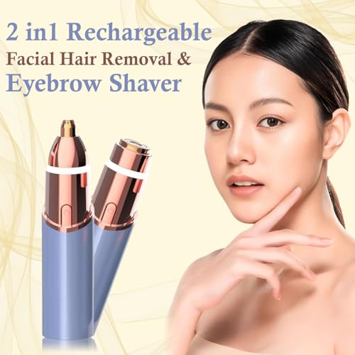 Infinity Choices Blue 2-in-1 Rechargeable Facial Hair & Eyebrow Trimmer with LED Light